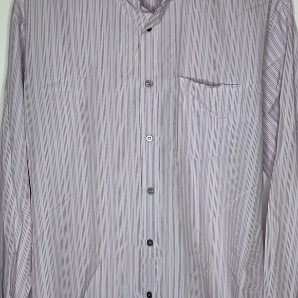 Paul Smith London Gray/White/Burgundy Stitch LS Dress Shirt in Size 42 (16.5) - Picture 8 of 9
